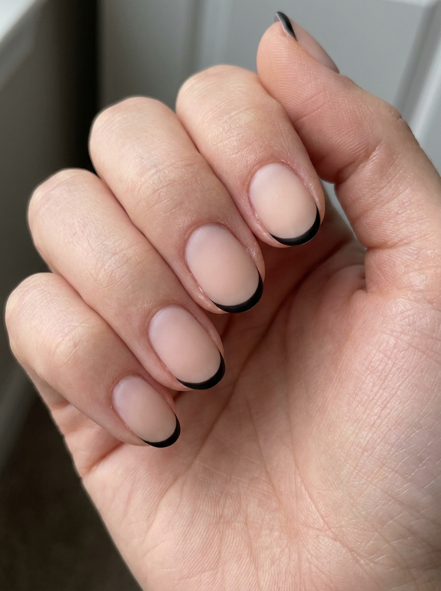 Matte Black Micro French als Matte Nägel Ideen Inspiration 2026